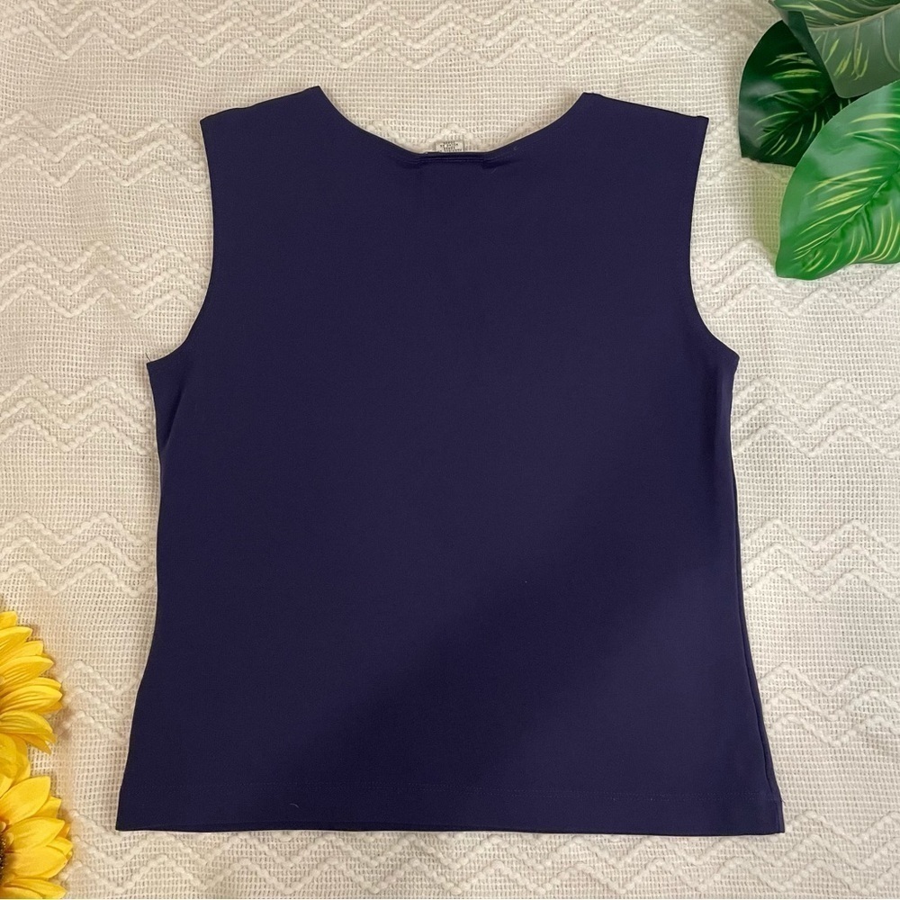 Women’s Casual Corner Purple/Navy Sleeveless Top - Picture 3 of 4